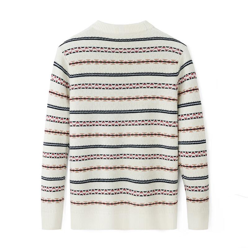 JOW Men's Heavy Jacquard Striped Pure Wool Sweater