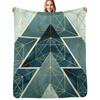 Geometric Excellence In Teal Throw Blanket Faux Fur Soft Warm Blanket for Bed