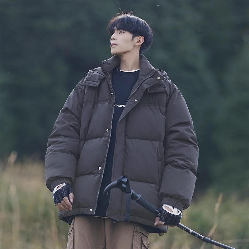 Light and Thin Standing Collar Down Jacket for Men's New Winter Bread Jacket Loose Warm Casual Jacket