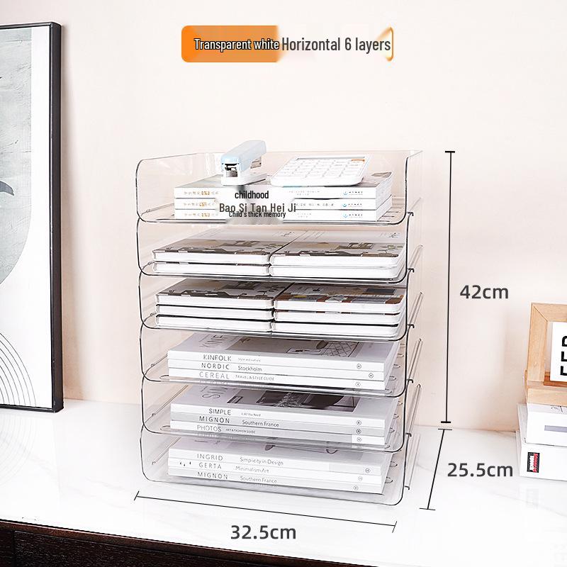 Acrylic Multi-Layer A4 Desktop Document Organizer - Transparent Stackable File Holder