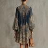 Women's High Neck Long Sleeve Mini Dress Loose Fit Mid Rise Paisley Print Sheer Chiffon Irregular Boho Vacation Tunic Dress 2026 Summer Beach Cover Up