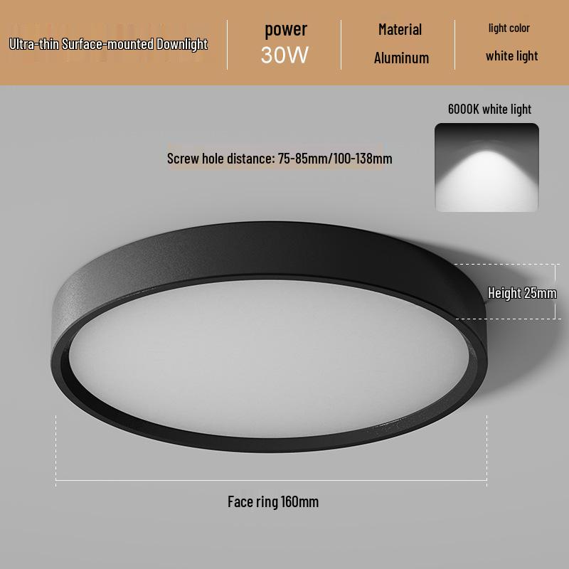 Ultradünne LED Aufbau Deckenleuchte Rund für Gänge, Flure, Eingangsbereiche - Stanzfreie Installation