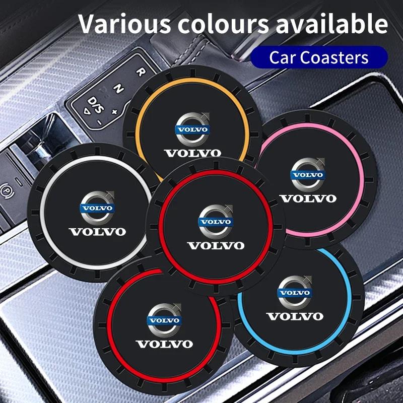 2Pcs Car Silicone Coaster Anti-Slip Water Cup Drink Mat For Volvo XC60 XC90 S60 V40 V50 V60 XC40 V70 V90 S90 S80 C30 S40 XV40