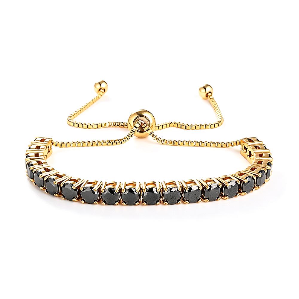 Elegant 4mm Zircon Women's Adjustable Stainless Steel Bracelet
