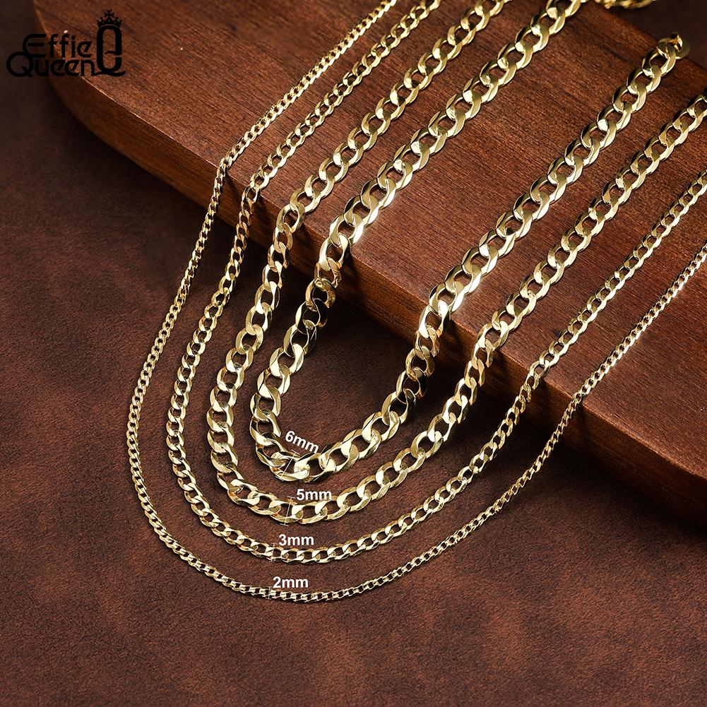 EFFIE QUEEN 2MM 6MM Trendy Cuban Chain Bracelets Simple 925 Sterling Silver Curb Cuban Link Chain Bracelet Bangle Gift SB123