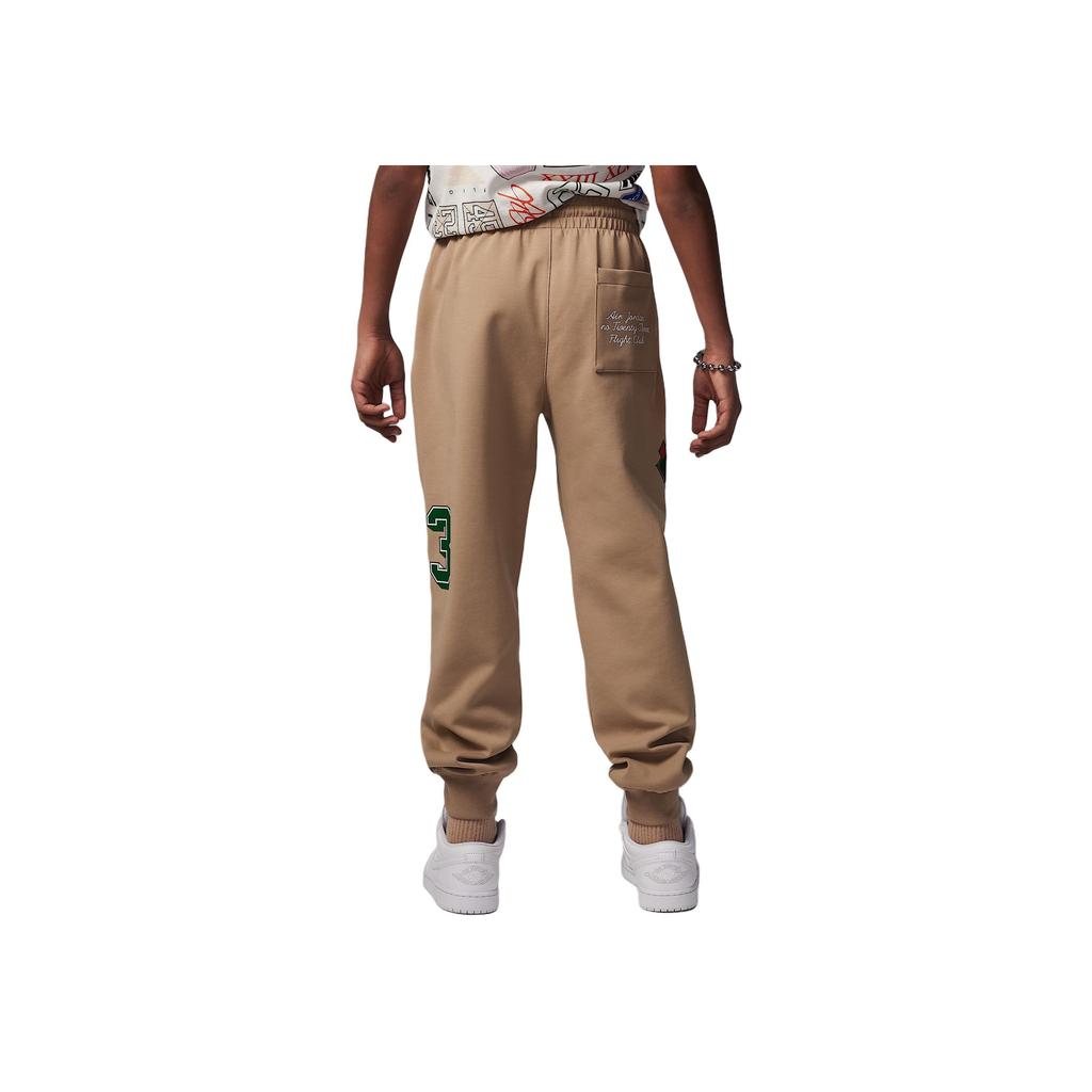 Jordan Youth  Knit Sweatpants 23Air Flight Series Comfortable Soft Skin-Friendly Versatile Retro Kids bottoms Khaki II0270-255