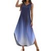 Women's 2024 Summer Casual Loose Sundress Long Dress Print Sleeveless V Neck Split Tshirt Maxi Dresses
