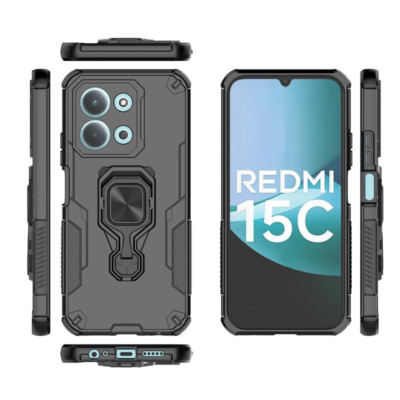 Heavy Armor Case For Xiaomi Redmi 15C Magnetic Suction Stand Phone Holder Back Cover Redmi 15C Case For Redmi 15C Case 6.9 inch