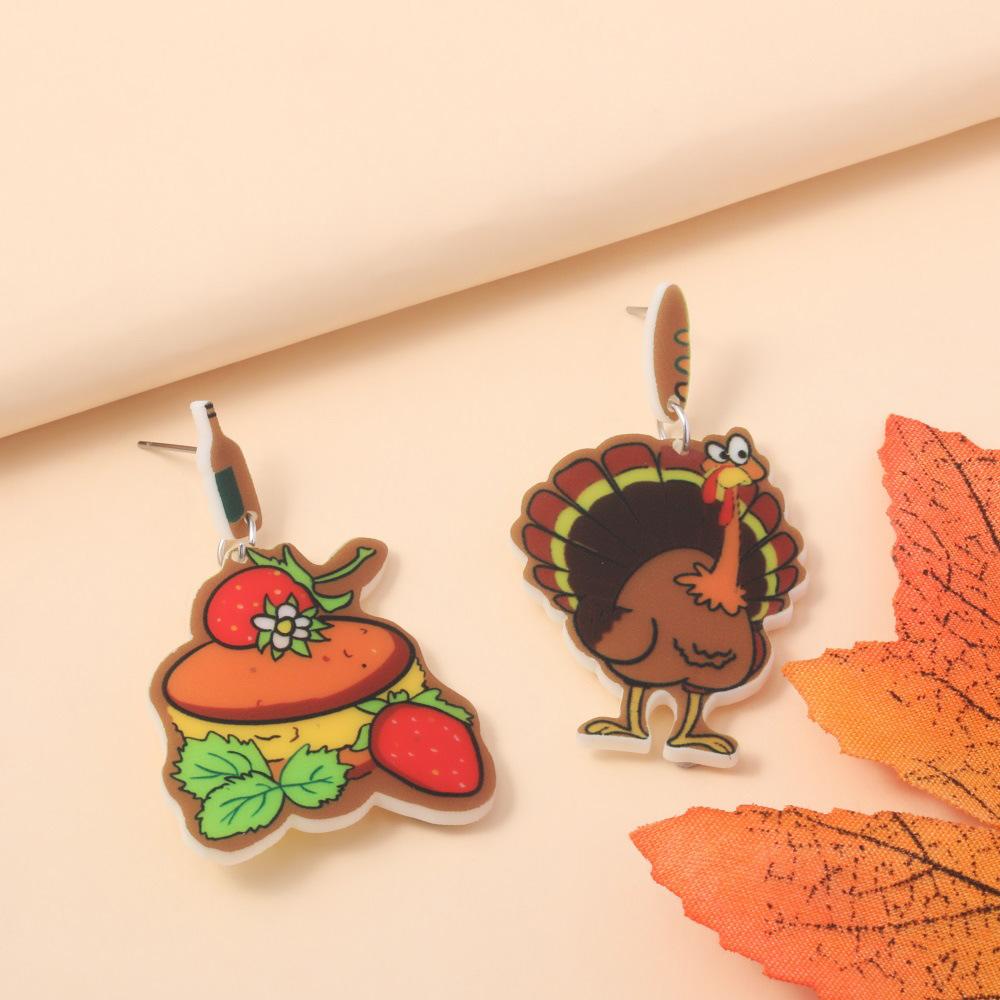Fully Managed Environmentally Friendly Acrylic Earrings, Personalized Thanksgiving Turkey Burger Earrings 1 Pair Of Earrings