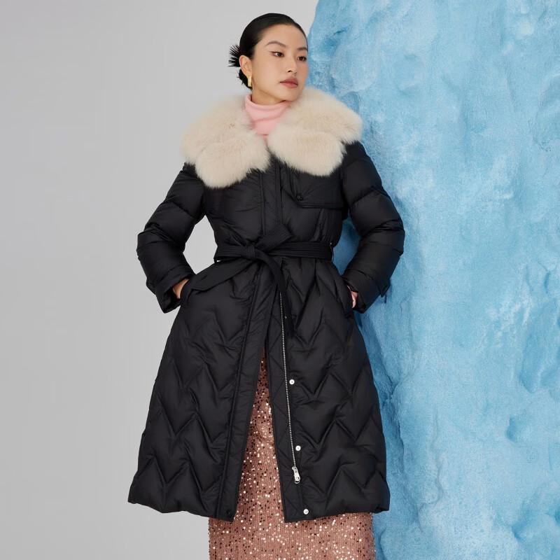 

Ge Jin Women s Fox Fur Collar Mid-Length Thickened Down Jacket G44010Y2502 L