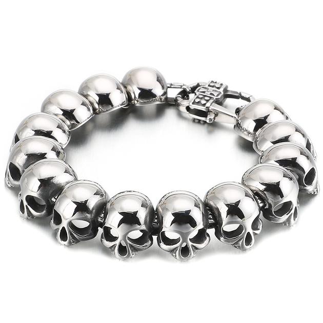 Панк-рокер, цепочка на голову с черепом, мужской браслет из полированной нержавеющей стали, мужские браслеты дружбы, готические мужские ювелирные аксессуары