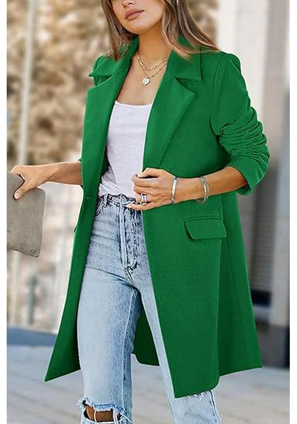 European Autumn Plus Size Woolen Women's Single-Button Cardigan Coat