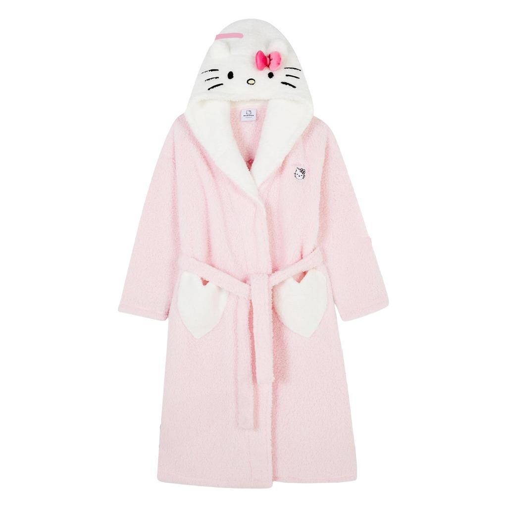 Hello Kitty Womens/Ladies 3D Ears Borg Embroidered Dressing Gown
