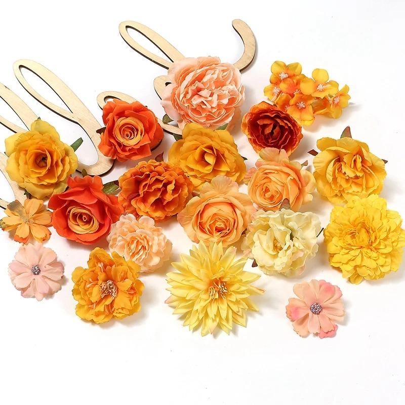 Orange Serie Rose Künstliche Blumen Mehrere Heimdekoration Wohnzimmer Outdoor Garten Hochzeitsdeko DIY Geschenkbox Zubehör