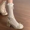 Block Heel High Heels Women's French Platform Ballet Shoes
