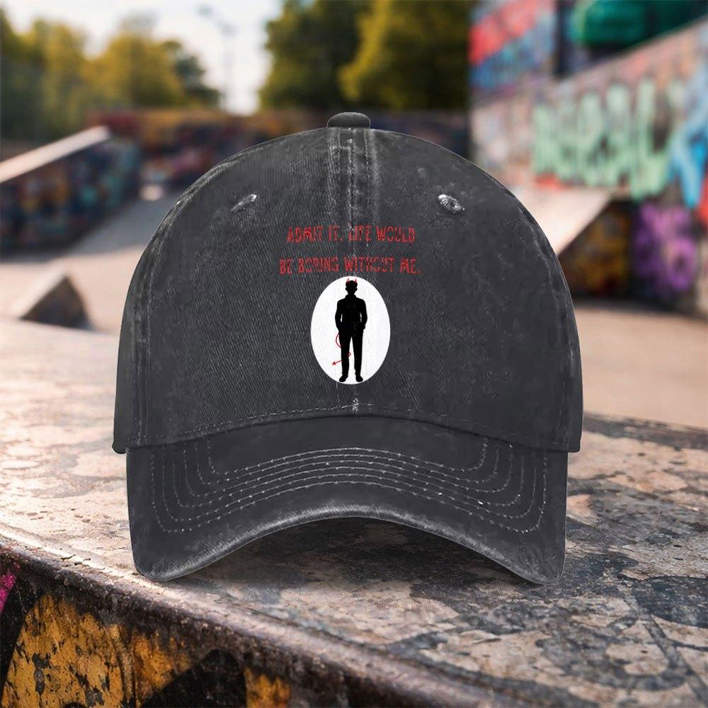 Little Devil Fun Print Washed Baseball Cap Unisex Duck Tongue Hat for Outdoor Sports  Daily Wear