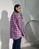 2024 Autumn Women's Retro Plaid Loose Lapel Shirt with Long Sleeves and Pocket