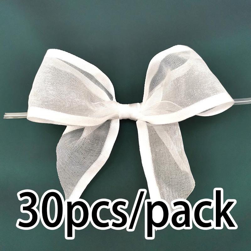 

(30 Pcs/pack)11cm White Organza Bow Girls Hair Clips Making Holiday Decorating Gift Boxes DIY Home Decoration 11cm