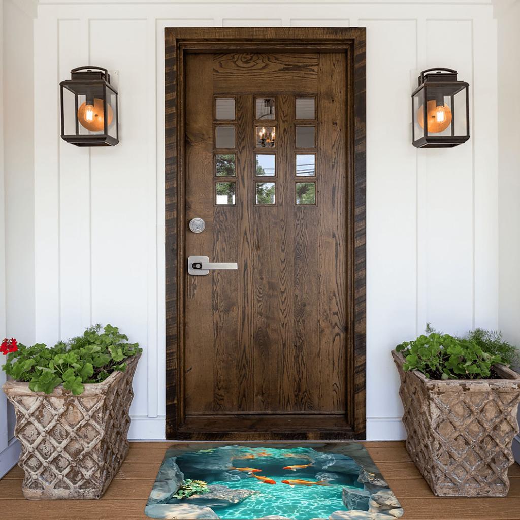 3D Illusion Koi Fish Design Doormat Anti-Slip Entrance Bathroom Kitchen Door Floor Mat Living Room Carpet Rug