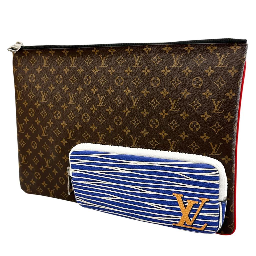 Louis Vuitton Patchwork Monogram M69690 Clutch Bag Brown Mens Used