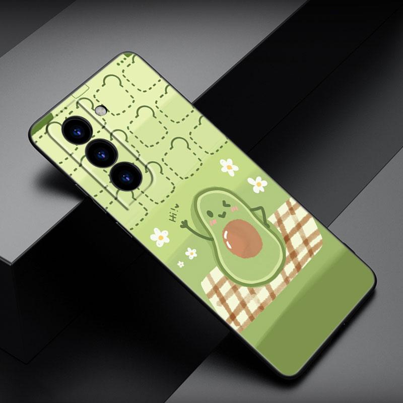 Husă de telefon drăguță din desene animate estetică avocado pentru Samsung Galaxy S22 Pro S21 S20 FE Ultra S10 Lite S10 S10E S9 S8 Plus husă neagră