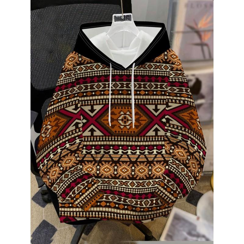 Mens Hooded Sweatshirt Soccer Print Breathable Loose Fit Casual Wear