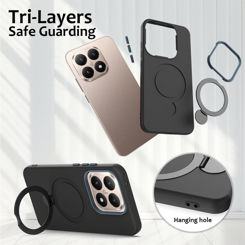For Xiaomi 15T Magnetic Case Rotating Ring Kickstand TPU + PC Back Cover