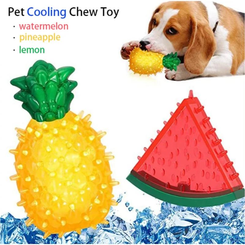 Pet Cooling Chew Toy Reusable Dog Cat Toy Teething Summer Cooling Watermelon Pineapple Lemon Durable Ice Frozen Fruit Shape Toys