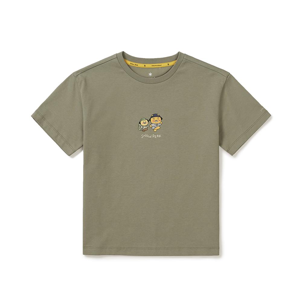 [Snowpeak] [Snow Peak X Kakao Friends] Ryan and Chun-sik Kids Short-Sleeve T-shirt Olive (S25MKFTS99)