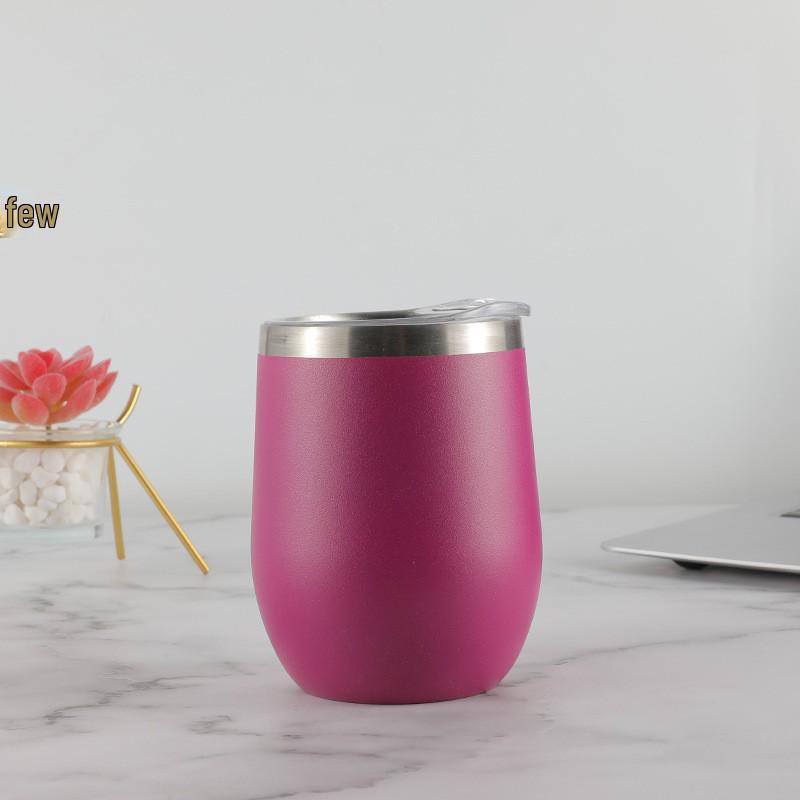 Tazza termica in acciaio inossidabile 304, Bicchiere da vino a doppia parete a forma di uovo da 12 oz, Mantiene le bevande calde o fredde.