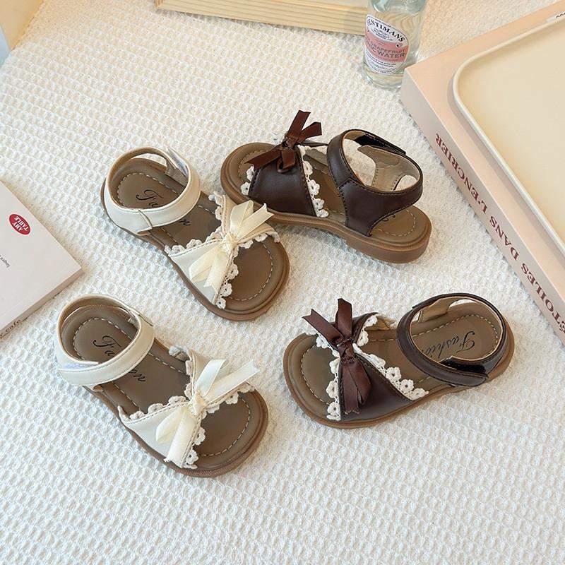 Kinder Sandalen Mädchen Sommer Flache Prinzessin Schuhe Mit Schleife Spitzenbesatz Bequemes Lässiges Design Für Kinder Frühling Und Sommer Mode Schuhe
