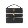 Borsa da Trucco a Tre Strati Transfrontaliera: Borsa da Viaggio Ampia, Alta e Portatile per Cosmetici di Alto Valore