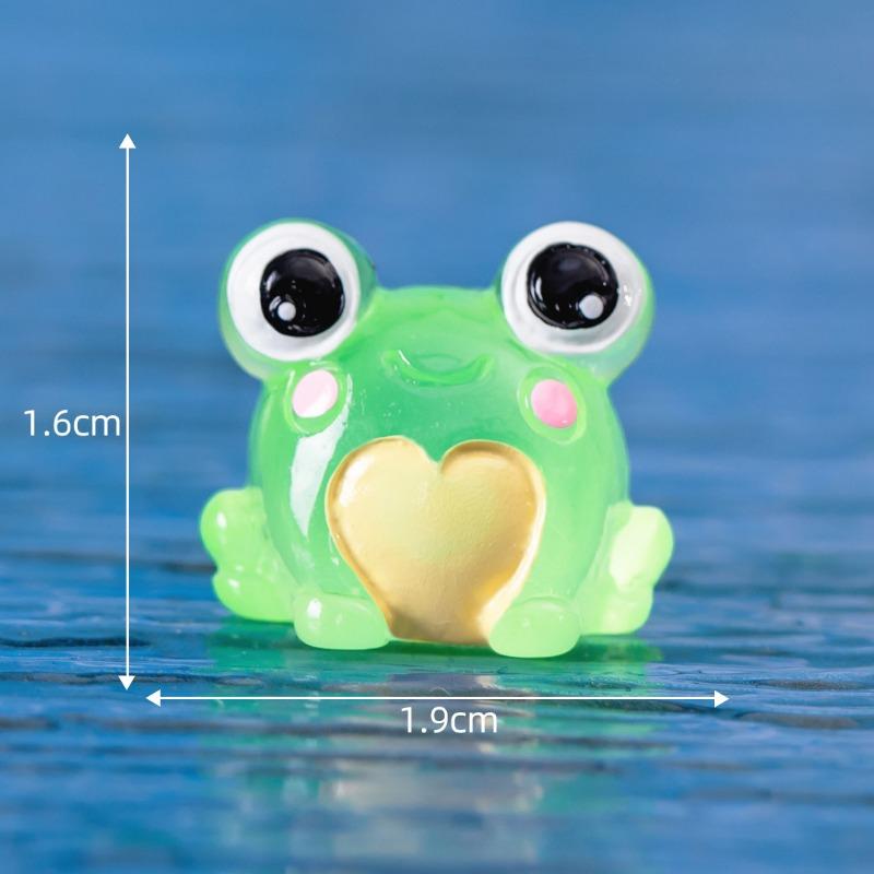 Cute Glow-in-the-dark Frog Figurine Decorative Accessories Resin Handicrafts Car Desktop Trinkets
