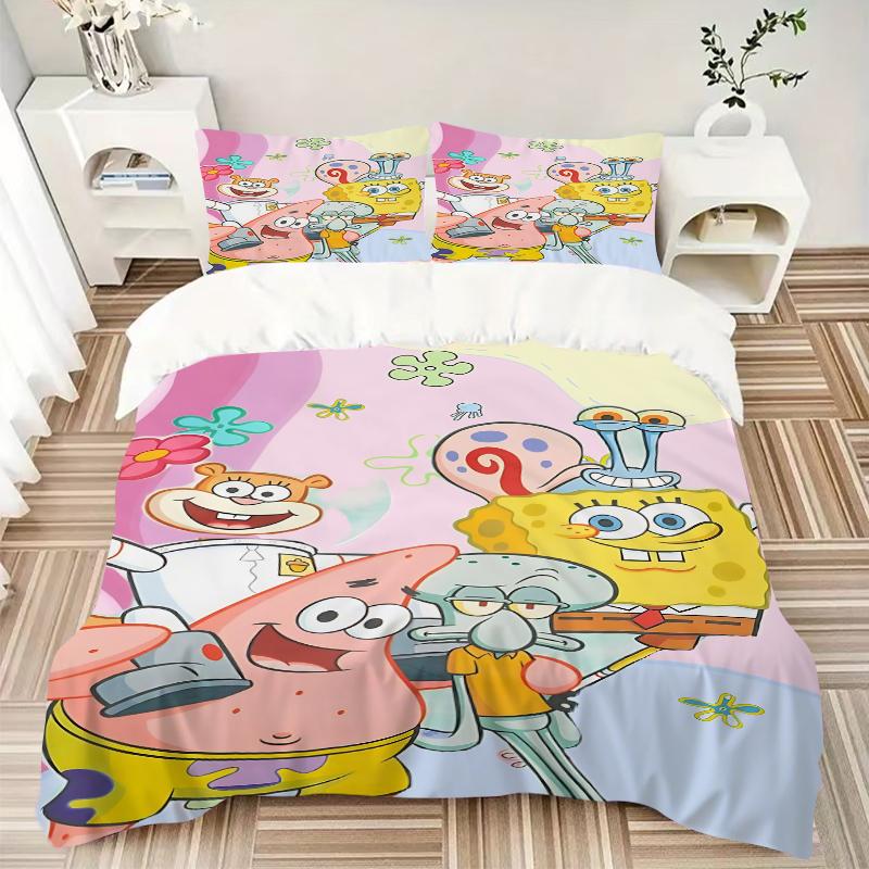 3Pcs Spongebob Friends Adventure Bedding Sets For All Sizes New 3D Printed Bed Cover Comforter Duvet Cover Pillowcase Bedroom Decoration