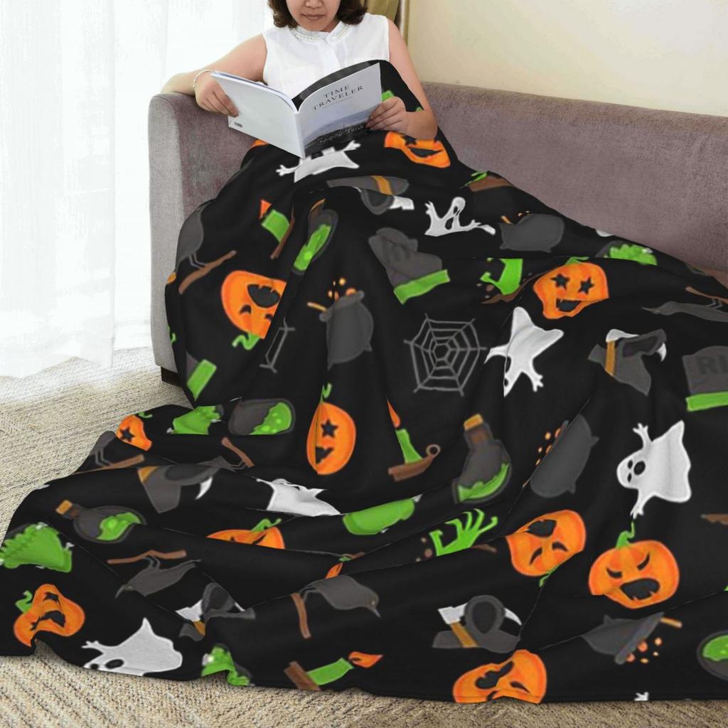 Halloween-Kürbisse und Geister Hexenparty Decken Fleece-Kuscheldecke Überwürfe für Sofa Bettwäsche Überwürfe Tagesdecke Steppdecke