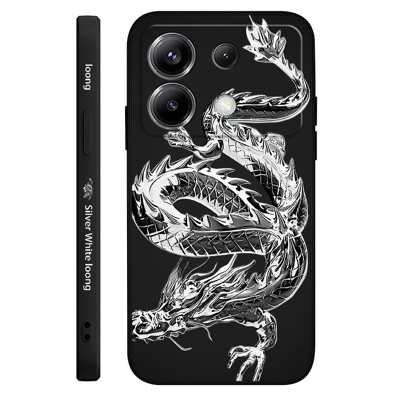 

Metal Dragon Phone Case For Xiaomi Poco F7 X7 X6 F6 M6 M5 M5S F5 X5 F4 X4 M4 F3 M3 X3 Pro 4G 5G GT Silicone Cover Poco M3 Pro 5G чорний