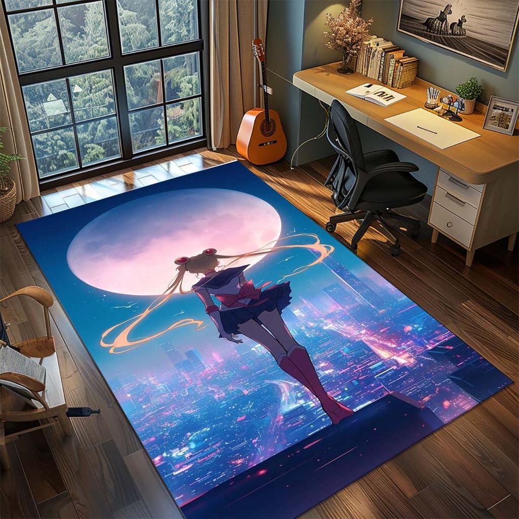 Sailor Moon Anime Teppich Großer Teppich Rutschfeste Waschbare Fußmatte Gamer Zimmer Schlafzimmer Heimdekoration -QJY