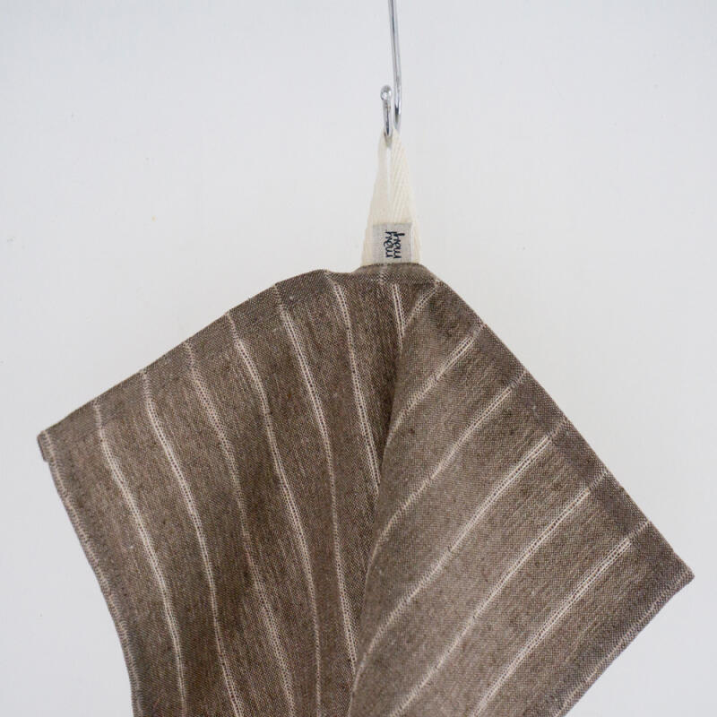 Linen Kitchen Cloth S (Brown Stripe)