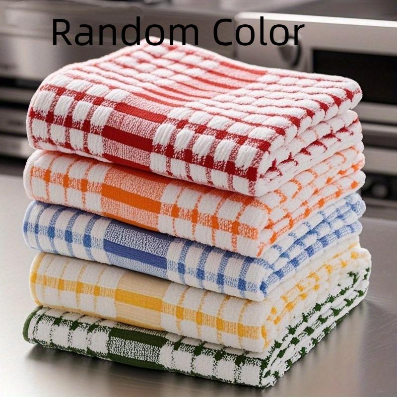 

39x64cm Large Plaid Kitchen Cleaning Cloths Towels- Absorbent Reusable Dish Towels in Multipurpose Napkins Table And Outdoor Use 1Pcs