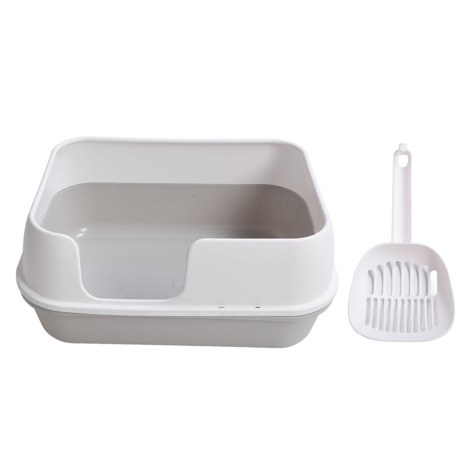 

Кошачий туалет, большой, полузакрытый, брызгозащищенный, съемный, с совком белый