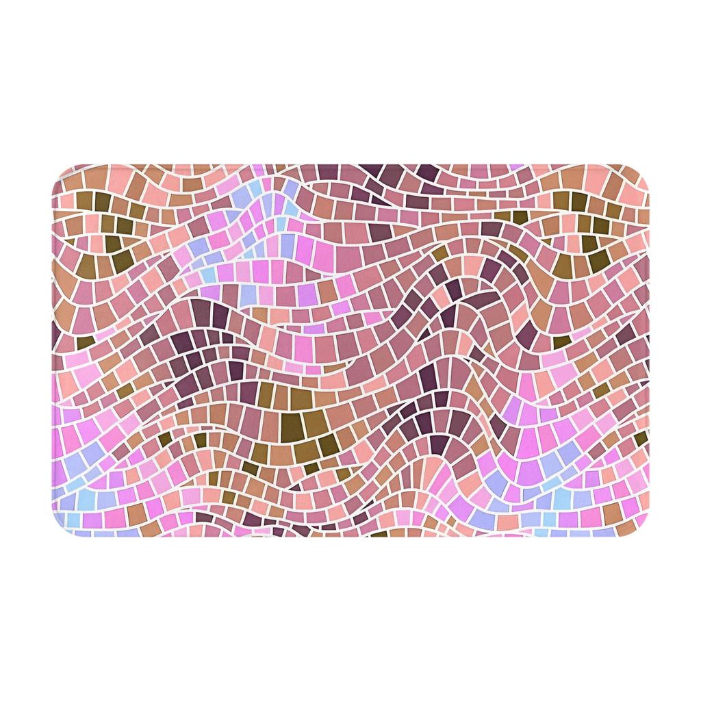 1pc Lilac Pastel Wavy Mosaic Christmas Decorations Anti-Slip Doormat Bath Mat Balcony Carpet Welcome Rug Bedroom Decor