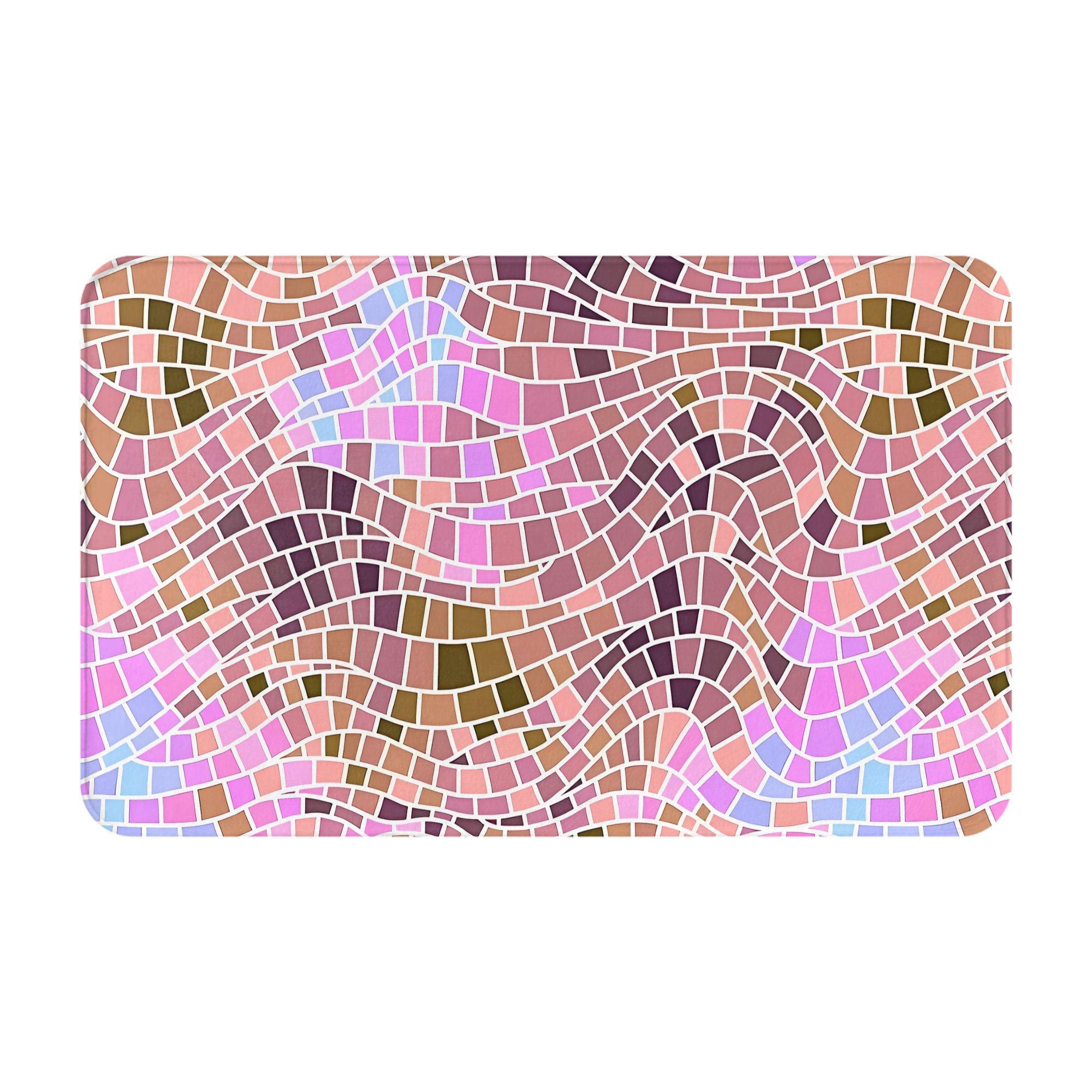 

1pc Lilac Pastel Wavy Mosaic Christmas Decorations Anti-Slip Doormat Bath Mat Balcony Carpet Welcome Rug Bedroom Decor 40cm x 60cm