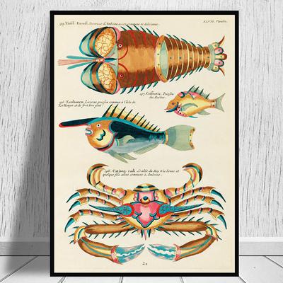 Vintage Deniz Hayvanı Yengeç Zehirli Balık Çizim Poster Baskı Tuval Boyama Duvar Sanatı Mutfak Odası Ev Dekorasyon Cuadros