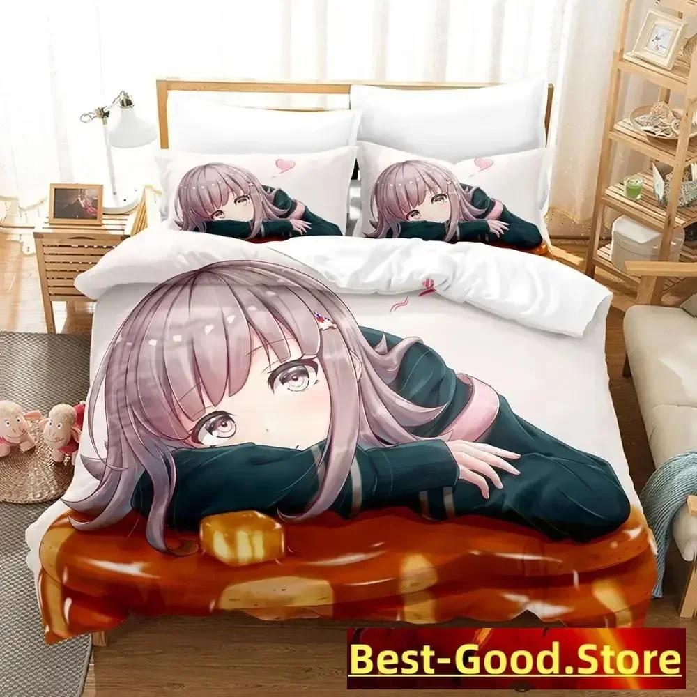 Danganronpa V3 Bettwäsche-Set Cartoon Anime Dreiteiliges Set Erwachsener Kind Schlafzimmer Bettbezug-Sets Kawaii Mädchen Bettdecke Bettwäsche-Sets