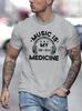 """Muziek Is Mijn Medicijn"" T-shirt - Comfortabel Katoen, Levendige Graphics, Zomerse Casual Kleding"