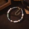 Natural Freshwater Pearl Aventurine Beaded Adjustable Bracelet for Women Daily Office Dainty Pearl Bracelet Bohemian Jewelry