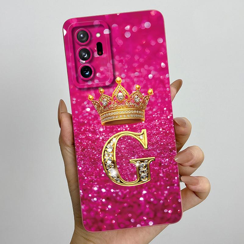 Case For Samsung Galaxy Note 20 Ultra Luxury Crown Letter Liquid Silicone Back Cover Soft Funda For Samsung Note20 20Ultra Coque