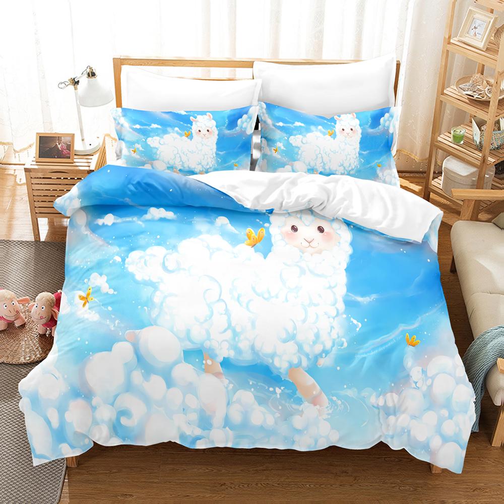 White Swan Bedding Sets Cartoon Animal Kid‘s Duvet Cover Boys Girls Cute King Quilt Cover Bedroom Bed Set Queen Bedding Set