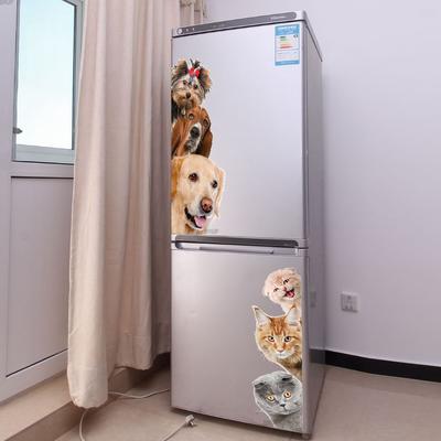 1pcs Dogs Cats 3D Wall Sticker Funny Door Window Wardrobe Fridge Decorations for Kids Room Home Decor Cartoon Animal