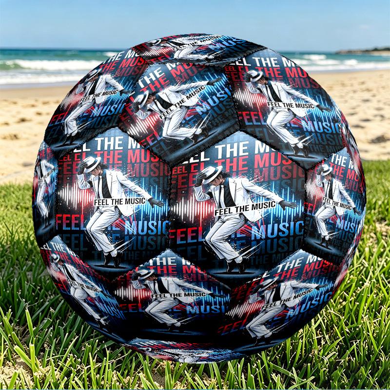 Michael Jackson Aufdruck Größe 5 Fußball, PU Abriebfester Fußball für Spieltraining und tägliches Üben, Geburtstagsgeschenk für Fußballfans